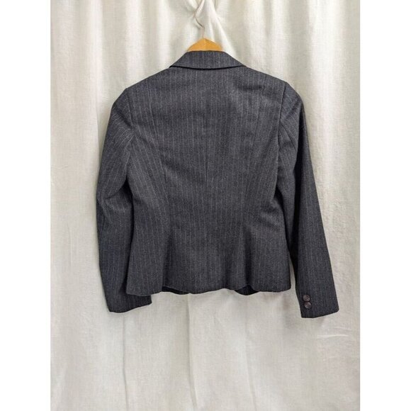 Nanci Jennifer Canada women's 5 wool blend suit jacket, gray white pin stripe - Picture 7 of 11